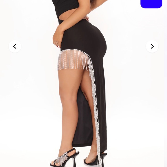 Fashion Nova Black Maxi Dress with Silver Fringe - Picture 3 of 3